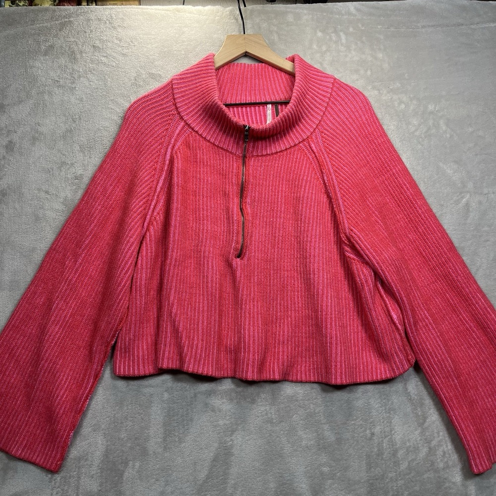Free People Greta Half Zip Pullover Sweater Pink Size Medium